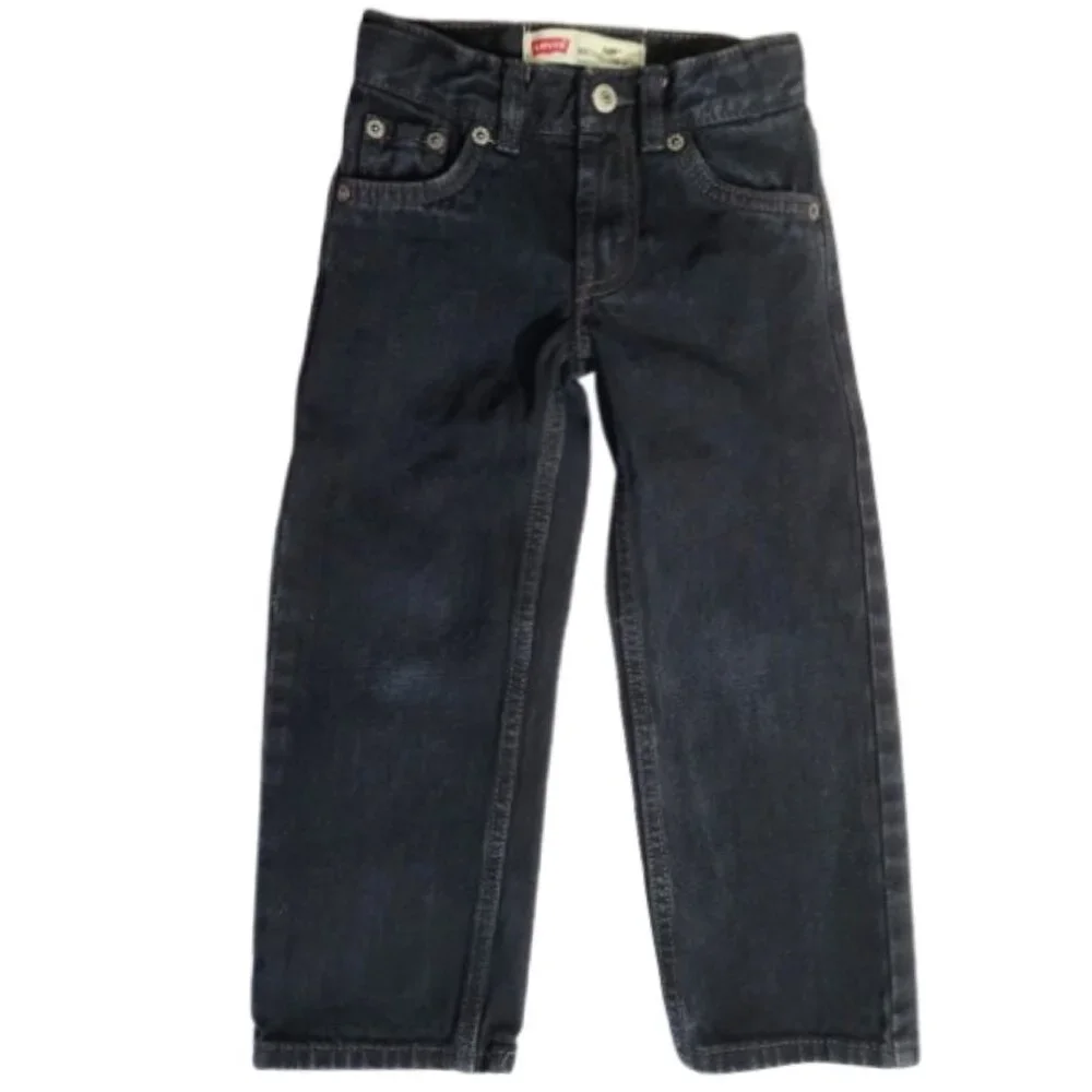 LEVIS 549 Adjustable Waist Relaxed Straight Black Denim Jeans - Boys 4 Slim
